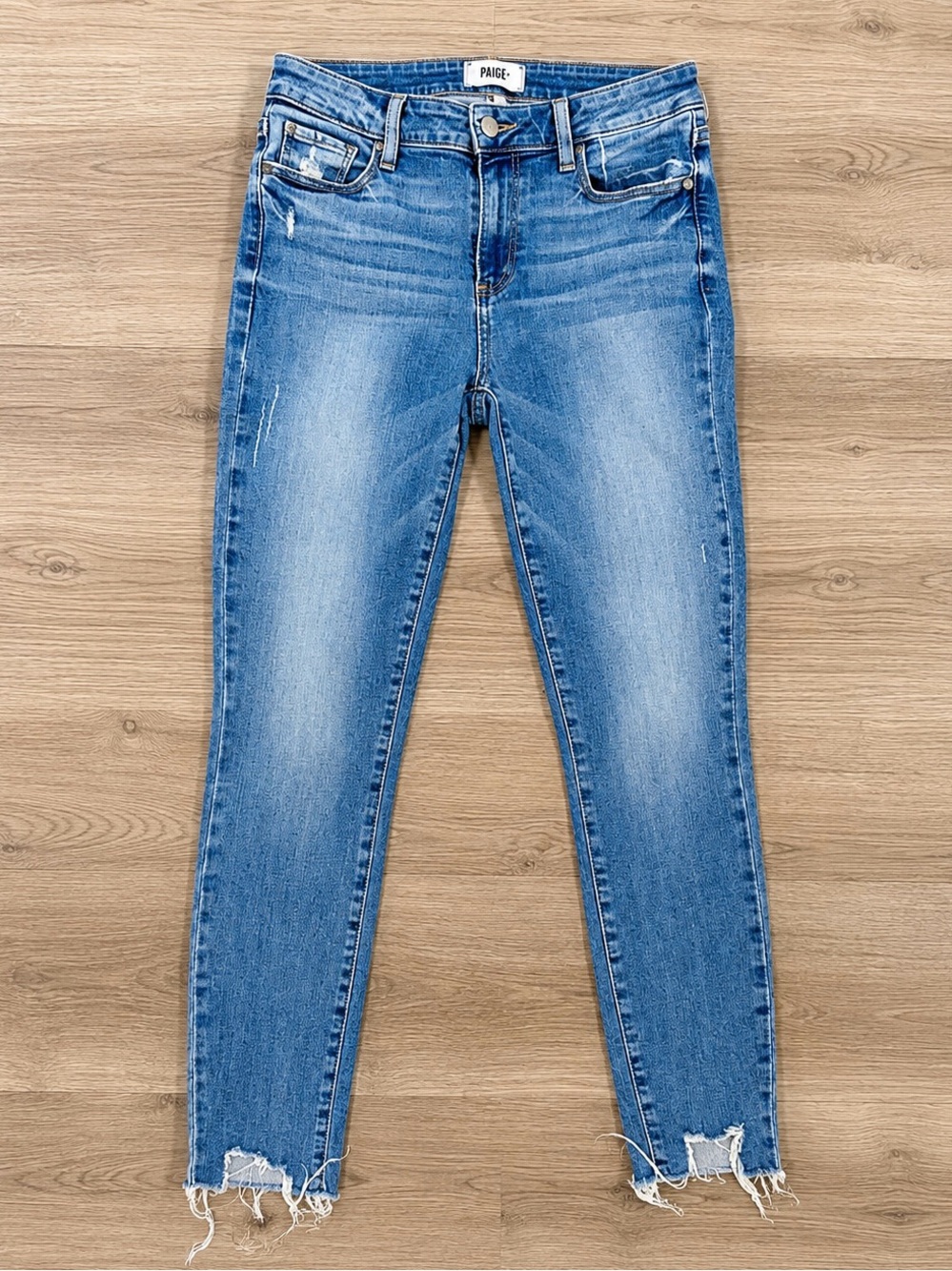PAIGE Verdugo Ankle Skinny Jeans Size 29 Raw Hem Stretch Medium Wash